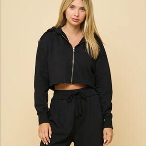Black Women's Cropped Hoodie